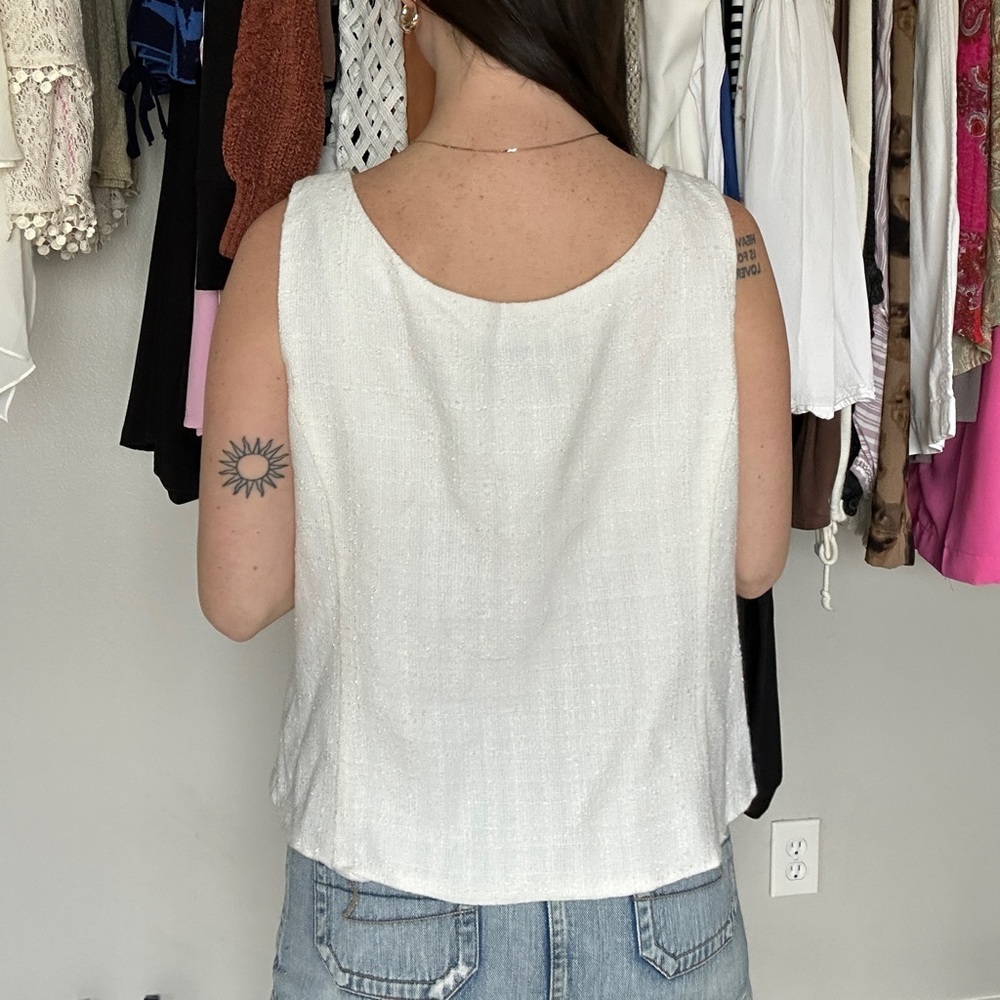 Danny & Nicole Ivory Textured Tank Top – Size 16 - Picture 2 of 7